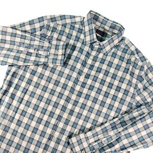 UNTUCKit Goutte d'Or Performance Shirt Mens XL Green Blue Plaid Stretch Nylon